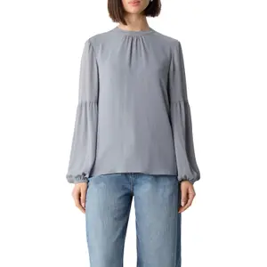 Semi-Sheer Chiffon Balloon Sleeve Blouse for Women COMMA image-2