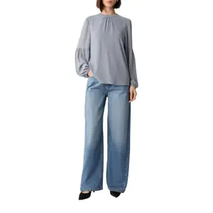 Semi-Sheer Chiffon Balloon Sleeve Blouse for Women COMMA image-6