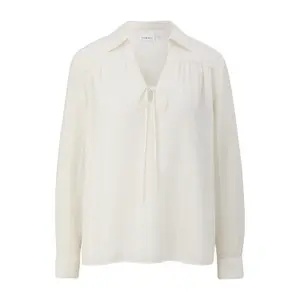 Women's Long Sleeve Jacquard Striped Blouse with Shirt Collar COMMA image-0