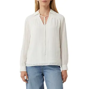 Women's Long Sleeve Jacquard Striped Blouse with Shirt Collar COMMA image-2