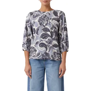 Women’s All-Over Printed Viscose Twill Blouse with 3/4 Sleeves COMMA image-2