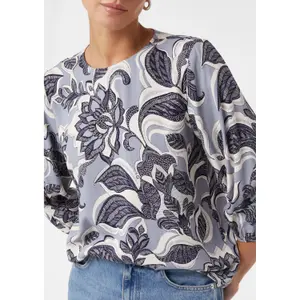 Women’s All-Over Printed Viscose Twill Blouse with 3/4 Sleeves COMMA image-3
