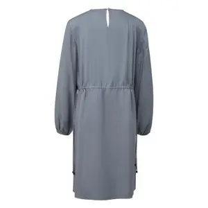 Women's Short Pleated Viscose Twill Flared Dress Round Neck COMMA image-1