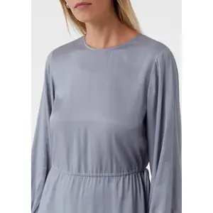 Women's Short Pleated Viscose Twill Flared Dress Round Neck COMMA image-3