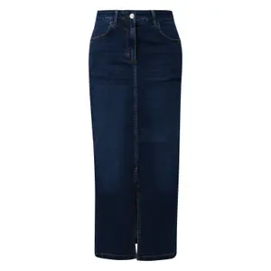 Womens Distressed Denim Maxi Skirt COMMA image-0