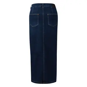 Womens Distressed Denim Maxi Skirt COMMA image-1