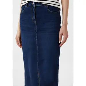 Womens Distressed Denim Maxi Skirt COMMA image-3