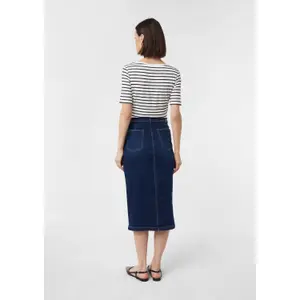 Womens Distressed Denim Maxi Skirt COMMA image-4