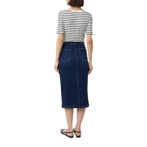 Womens Distressed Denim Maxi Skirt COMMA image-5