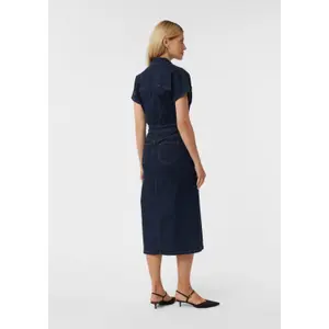 Women's Fitted Midi Denim Dress with Turned Down Collar COMMA image-4