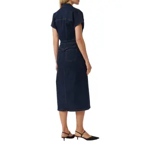 Women's Fitted Midi Denim Dress with Turned Down Collar COMMA image-5