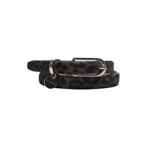 Leather Belt with Fur Effect and Leopard Print Women's COMMA image-0