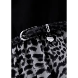 Leather Belt with Fur Effect and Leopard Print Women's COMMA image-6