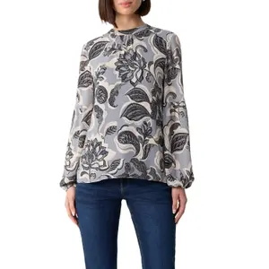 Semi-Sheer Floral Print Chiffon Blouse Women COMMA image-2