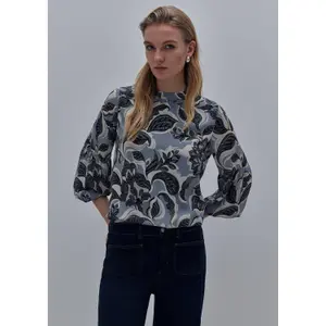 Semi-Sheer Floral Print Chiffon Blouse Women COMMA image-6
