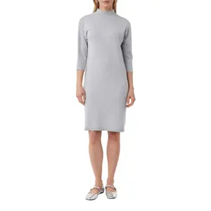 Short Viscose Knit Dress with High Collar and 3/4 Sleeves for Women COMMA image-2