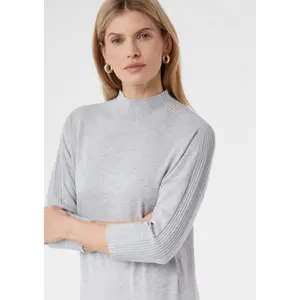 Short Viscose Knit Dress with High Collar and 3/4 Sleeves for Women COMMA image-3
