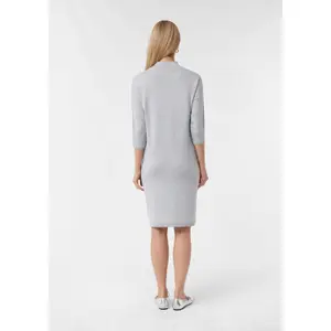 Short Viscose Knit Dress with High Collar and 3/4 Sleeves for Women COMMA image-4