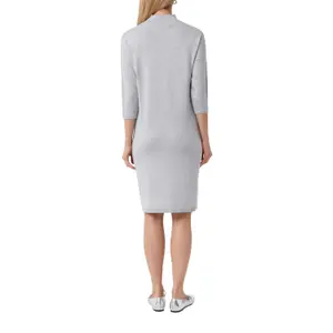 Short Viscose Knit Dress with High Collar and 3/4 Sleeves for Women COMMA image-5