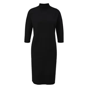 Short Ribbed Viscose Knit Dress with High Collar 3/4 Sleeves Women COMMA image-0