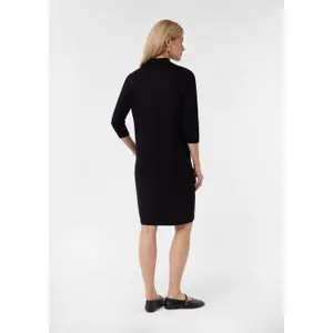 Short Ribbed Viscose Knit Dress with High Collar 3/4 Sleeves Women COMMA image-4
