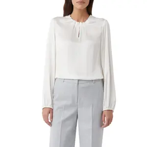 Women's Long Sleeve Satin Cotton Blouse with Ruched Details COMMA image-2