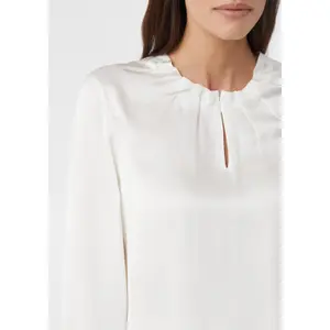 Women's Long Sleeve Satin Cotton Blouse with Ruched Details COMMA image-3