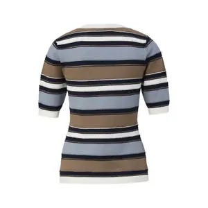 Women's Short Sleeve Knit Sweater with Striped Pattern COMMA image-1