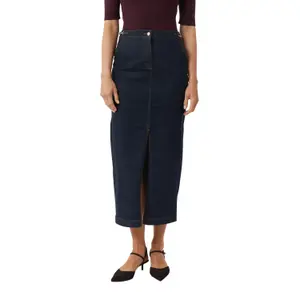 Women’s Long Denim Skirt with Chain Detail COMMA image-2