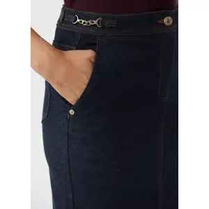 Women’s Long Denim Skirt with Chain Detail COMMA image-3