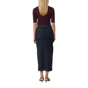 Women’s Long Denim Skirt with Chain Detail COMMA image-5
