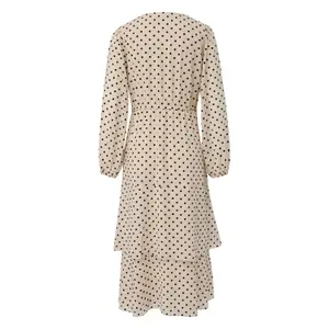 Women's Long Sleeve Polka Dot V-Neck Chiffon Midi Dress COMMA image-1