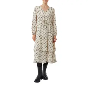 Women's Long Sleeve Polka Dot V-Neck Chiffon Midi Dress COMMA image-2