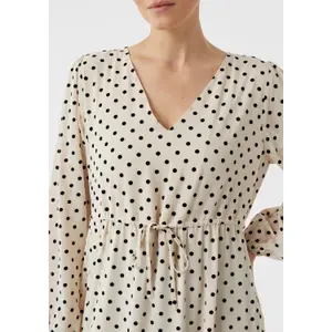 Women's Long Sleeve Polka Dot V-Neck Chiffon Midi Dress COMMA image-3