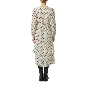 Women's Long Sleeve Polka Dot V-Neck Chiffon Midi Dress COMMA image-5