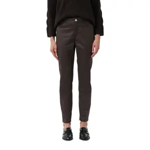Women's Five-Pocket Slim Fit Coated Cotton Blend Trousers COMMA image-2