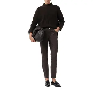 Women's Five-Pocket Slim Fit Coated Cotton Blend Trousers COMMA image-6