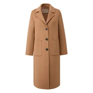 Long Reversible Coat in Mixed Wool with Patch Pockets for Women COMMA image-0
