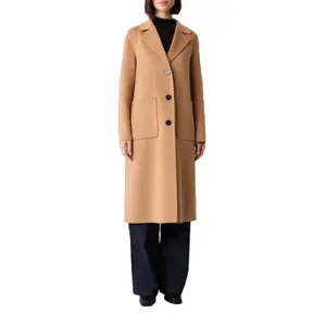 Long Reversible Coat in Mixed Wool with Patch Pockets for Women COMMA image-2