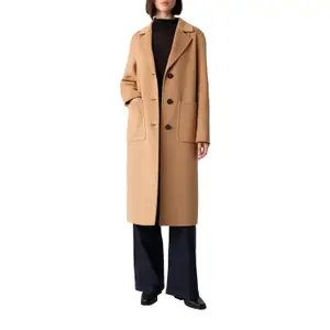 Long Reversible Coat in Mixed Wool with Patch Pockets for Women COMMA image-6