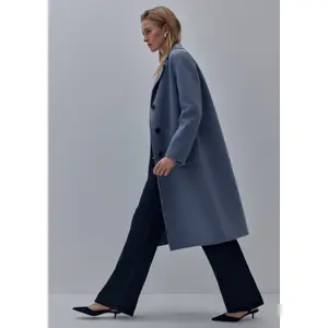 Long Reversible Coat in Mixed Wool with Patch Pockets for Women COMMA image-4