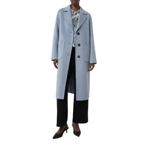 Long Reversible Coat in Mixed Wool with Patch Pockets for Women COMMA image-5
