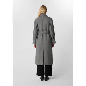 Women's Chevron Patterned Wool Blend Maxi Trench Coat COMMA image-4