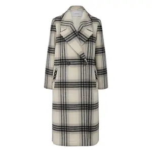 Women's Maxi Blazer Coat in Mixed Wool with Prince of Wales Pattern COMMA image-0
