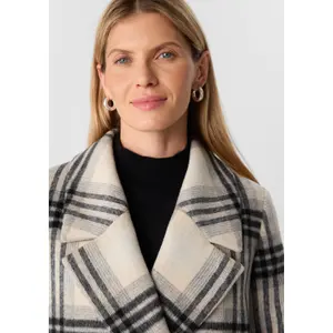 Women's Maxi Blazer Coat in Mixed Wool with Prince of Wales Pattern COMMA image-3