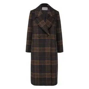 Women's Maxi Blazer Coat in Mixed Wool with Prince of Wales Pattern COMMA image-0