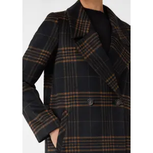 Women's Maxi Blazer Coat in Mixed Wool with Prince of Wales Pattern COMMA image-3