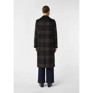 Women's Maxi Blazer Coat in Mixed Wool with Prince of Wales Pattern COMMA image-4