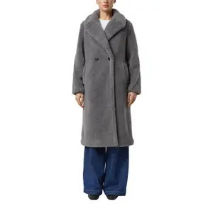 Sophisticated Double-Breasted Polyester Tailored Coat for Women COMMA image-2