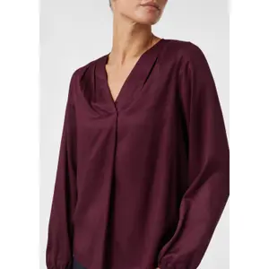 Women's Long Sleeve Satin Viscose Blouse with V-Neck and Pleats COMMA image-3